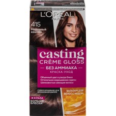Краска-уход для волос CASTING CREME GLOSS 415 Морозный каштан, без аммиака, 180мл в магазинах Лента