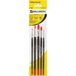 Кисти BRAUBERG синтетические круглые №1,2,5; плоские №5,8, Арт. 200219, 5шт