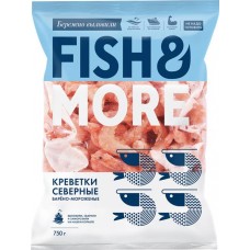 Креветки северные варено-мороженые FISH & MORE в панцире 80/100, 750г в магазинах Лента
