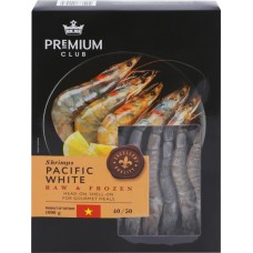 Креветки свежемороженые PREMIUM CLUB в панцире с головой 40/50, 1000г в магазинах Лента