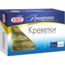 Креветки свежемороженые VICI Приорити, белоногие в панцире c головой, 1кг в магазинах Лента