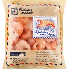 Креветки Королевские варено-мороженые РЫБНАЯ МАРКА с головой 50/70, 500г в магазинах Лента