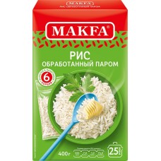 Рис длиннозерный MAKFA обработанный паром, в пакетиках, 6х66,6г в магазинах Лента