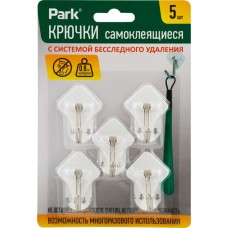 Крючок самоклеящийся PARK 2,5х2,5см, до 1кг Арт. 8084, 5шт в магазинах Лента