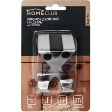 Крючок HOMECLUB Easy-fix, двойной, на дверь, хром, Арт. WP0001, 2шт в магазинах Лента