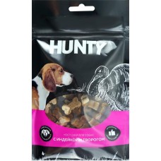 Лакомство для собак HUNTY Косточки мясные с индейкой и творогом, 70г в магазинах Лента