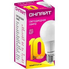 Лампа светодиодная ОНЛАЙТ 10Вт E27, теплый свет, груша Арт. 71649 в магазинах Лента