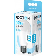Лампа светодиодная ФОТОН 12Вт E27, холодный свет, груша в магазинах Лента