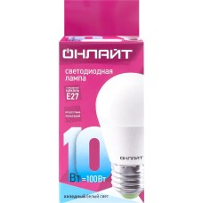 Лампа светодиодная ОНЛАЙТ 10Вт Е27, холодный свет, шар в магазинах Лента