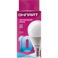 Лампа светодиодная ОНЛАЙТ 10Вт Е14, холодный свет, шар в магазинах Лента
