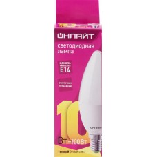 Лампа светодиодная ОНЛАЙТ 10Вт Е14, теплый свет, свеча в магазинах Лента