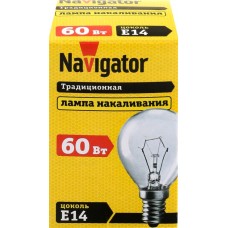 Лампа накаливания NAVIGATOR 60Вт Е14, прозрачная, шар в магазинах Лента