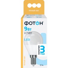 Лампа светодиодная ФОТОН E14 9Вт, теплый свет, шар в магазинах Лента