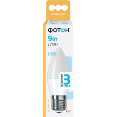 Лампа светодиодная ФОТОН E27 9Вт, теплый свет, свеча в магазинах Лента
