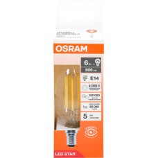 Лампа светодиодная OSRAM LED Star, 6Вт, 4000К, нейтральный белый свет, E14, колба BA в магазинах Лента