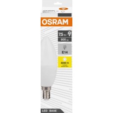 Лампа светодиодная OSRAM Base, 800лм, 7,5Вт, 3000К белый свет, E14, колба B в магазинах Лента