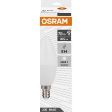 Лампа светодиодная OSRAM Base, 800лм, 7,5Вт, 4000К белый свет, E14, колба B в магазинах Лента