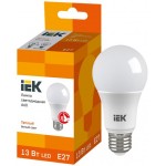 Лампа IEK LED A60, шар, 13Вт, 230В, 3000К, E27