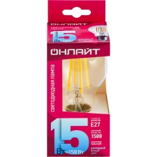 Лампа светодиодная ОНЛАЙТ LED 15Вт 4000К Е27, груша, филамент Арт. 80879 в магазинах Лента