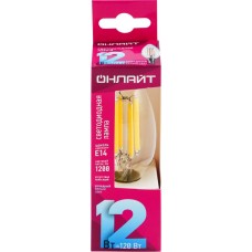 Лампа светодиодная ОНЛАЙТ LED 12Вт, 4000К, Е14, свеча, филамент Арт. 80897 в магазинах Лента