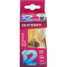 Лампа светодиодная ОНЛАЙТ LED 12Вт, 4000К, Е27, шар, филамент Арт. 80885 в магазинах Лента