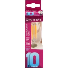 Лампа светодиодная ОНЛАЙТ 10Вт 4000К Е14 свеча, филамент, Арт. 80895 в магазинах Лента
