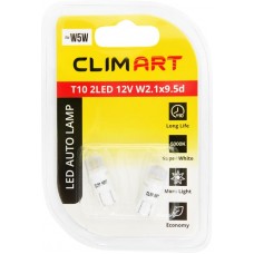 Лампа автомобильная светодиодная CLIM ART T10 2LED 12V W2.1x9.5d W5W/к-т, 2шт в магазинах Лента