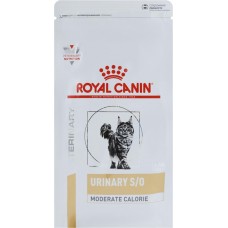 Корм сухой для взрослых кошек ROYAL CANIN Veterinary Urinary S/O Moderate Calorie при мочекаменной болезни для предрасположенных к набору лишнего веса, 400г в магазинах Лента