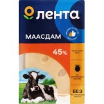 Сыр ЛЕНТА Маасдам 45% нарезка, без змж, 300г
