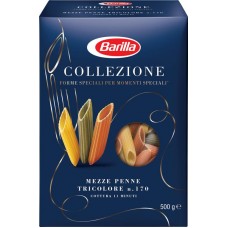 Макароны BARILLA Мецце пенне трехцветные из твердых сортов пшеницы группа А высший сорт, 500г в магазинах Лента