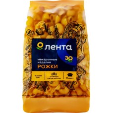 Макароны ЛЕНТА Рожки группа А, высший сорт, 450г в магазинах Лента