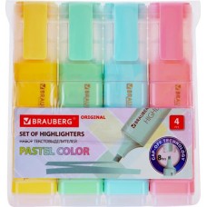 Набор текстовыделителей BRAUBERG Original Pastel, в ассортименте, 4шт в магазинах Лента