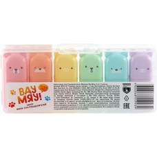 Набор мини-текстовыделителей ВАУ МЯУ! Мишки, 4мм Арт. BEFX-07, 6шт в магазинах Лента