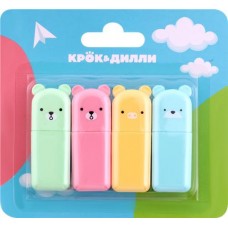 Набор мини-текстовыделителей КРОК&ДИЛЛИ Мишки, 4 цвета, Арт. MF521518, 4шт в магазинах Лента