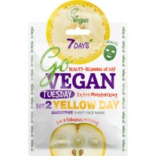 Маска тканевая для лица 7DAYS Go Vegan №4 Smoothie Tuesday Yellow Day Для доброго утречка, 25г в магазинах Лента