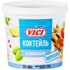 Коктейль из морепродуктов VICI Морской с креветками имитация в рассоле, 400г в магазинах Лента
