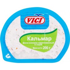 Кальмар Гигантский отварной маринованный VICI филе в соусе с пряностями, соломка, 200г в магазинах Лента