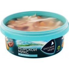 Коктейль из морепродуктов РУССКОЕ МОРЕ Морской микс в заливке Беларусь 300г в магазинах Лента