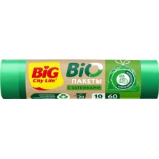 Пакеты для мусора BIG CITY LIFE Bio HD Mix 55x60см, с затяжками, 60л Арт. 14410056, 10шт в магазинах Лента