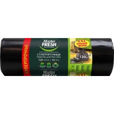 Пакеты для мусора MASTER FRESH XXXL суперпрочные 120л, черные, 10шт в магазинах Лента