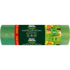 Пакеты для мусора MASTER FRESH XXL, с завязками, 60л, зеленые, 15шт в магазинах Лента