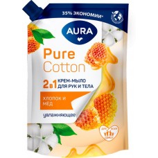 Крем-мыло для рук и тела AURA Pure Cotton 2в1 Хлопок и мед, 450мл в магазинах Лента