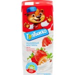 Коктейль молочный ультрапастеризованный ТОПТЫЖКА Клубника со сливками 3,2%, без змж, 200г