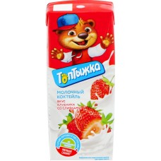 Коктейль молочный ультрапастеризованный ТОПТЫЖКА Клубника со сливками 3,2%, без змж, 200г в магазинах Лента