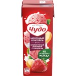 Коктейль молочный ЧУДО Клубничный пломбир с бананом 2%, без змж, 200мл