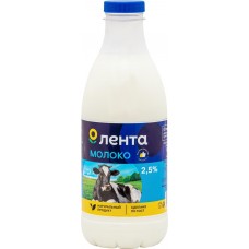 Молоко пастеризованное ЛЕНТА 2,5%, без змж, 900мл в магазинах Лента
