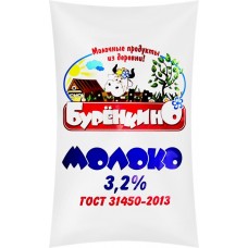 Молоко пастеризованное БУРЕНКИНО 3,2%, без змж, 800мл в магазинах Лента