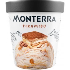 Мороженое MONTERRA Tiramisu, пломбир с сыром маскарпоне и кусочками печенья тирамису 13,7%, без змж, картонный стакан, 277г в магазинах Лента