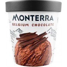Мороженое MONTERRA Belgium Chocolate, сливочное с бельгийским шоколадом и шоколадным соусом 17,3%, без змж, картонный стакан, 276г в магазинах Лента