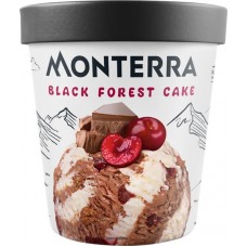 Мороженое MONTERRA Black Forest Cake, сливочное и шоколадное с вишней и кусочками печенья 10,4%, без змж, картонный стакан, 300г в магазинах Лента